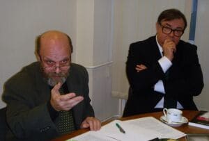 В.Н.Соловьев и С.В.Мироненко во время дискуссии «Останки или святые мощи?»  или В.Н. Соловьев фото из книги А.К. Голицына